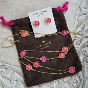 Kate Spade Flutter Floral Pink and Coral Necklace and Earrings